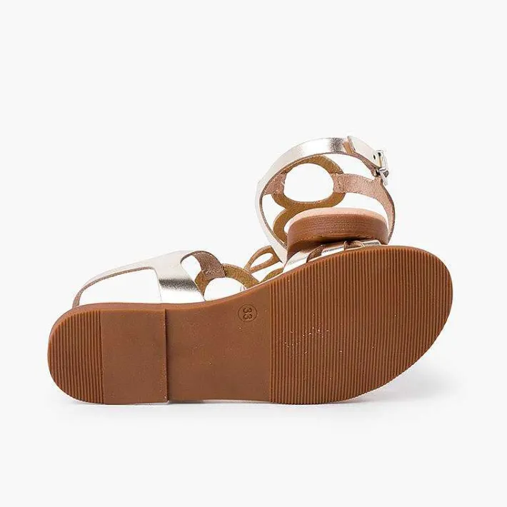 Pisamonas Sandals>Leather Sandals With Circles And Buckle Closure