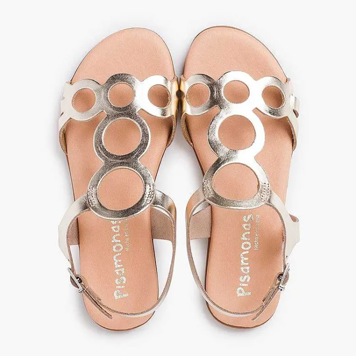Pisamonas Sandals>Leather Sandals With Circles And Buckle Closure
