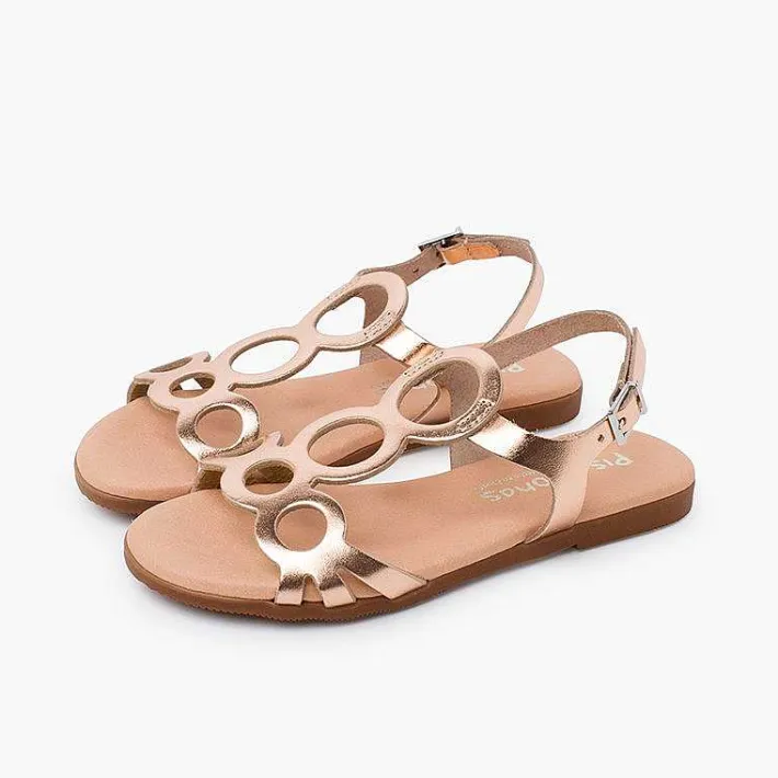Pisamonas Sandals>Leather Sandals With Circles And Buckle Closure