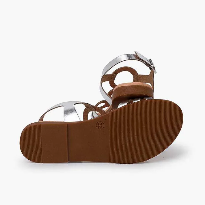 Pisamonas Sandals>Leather Sandals With Circles And Buckle Closure