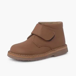 Pisamonas School Shoes>Leather School Boots With Loop Fasteners