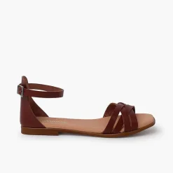 Pisamonas Sandals>Leather Strappy Sandals Heel-Pad