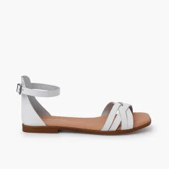 Pisamonas Sandals>Leather Strappy Sandals Heel-Pad