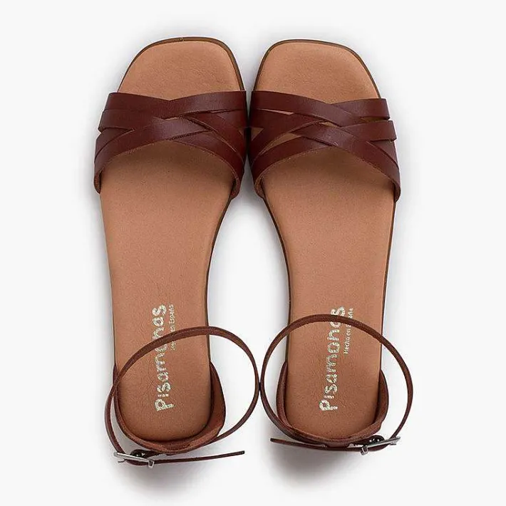 Pisamonas Sandals>Leather Strappy Sandals Heel-Pad