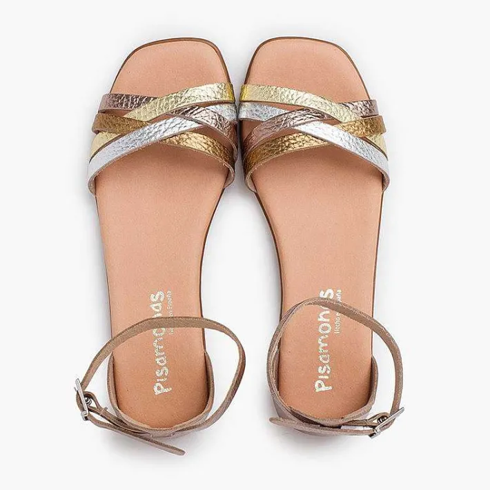 Pisamonas Sandals>Leather Strappy Sandals Heel-Pad