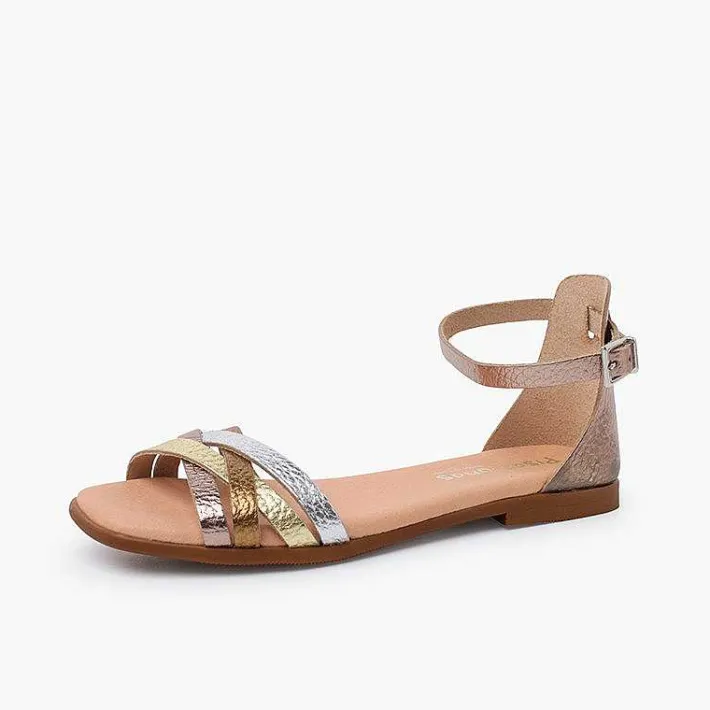 Pisamonas Sandals>Leather Strappy Sandals Heel-Pad