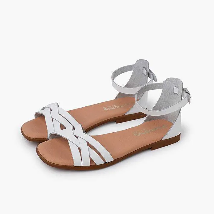 Pisamonas Sandals>Leather Strappy Sandals Heel-Pad