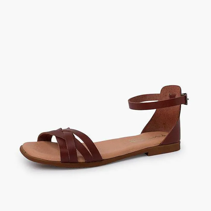 Pisamonas Sandals>Leather Strappy Sandals Heel-Pad