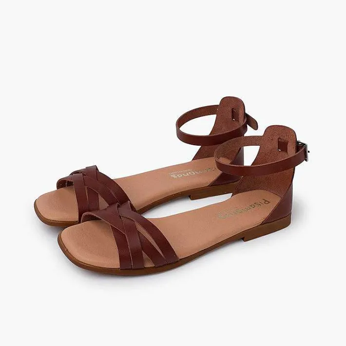 Pisamonas Sandals>Leather Strappy Sandals Heel-Pad