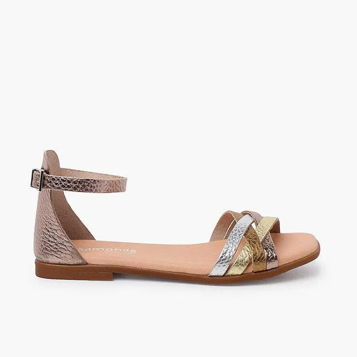 Pisamonas Sandals>Leather Strappy Sandals Heel-Pad