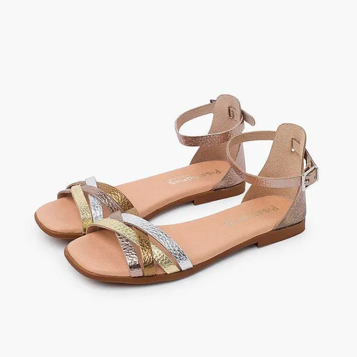 Pisamonas Sandals>Leather Strappy Sandals Heel-Pad