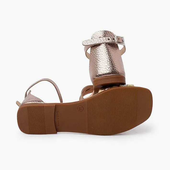 Pisamonas Sandals>Leather Strappy Sandals Heel-Pad