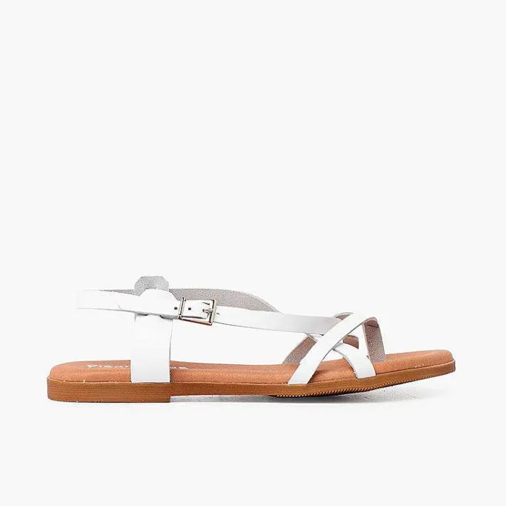 Pisamonas Sandals>Leather Thong Sandals With Crossed Straps