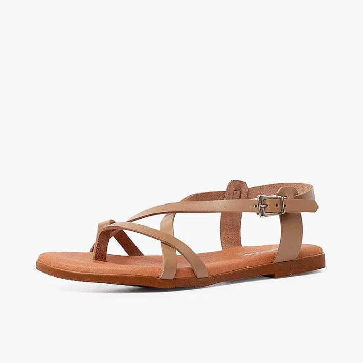 Pisamonas Sandals>Leather Thong Sandals With Crossed Straps