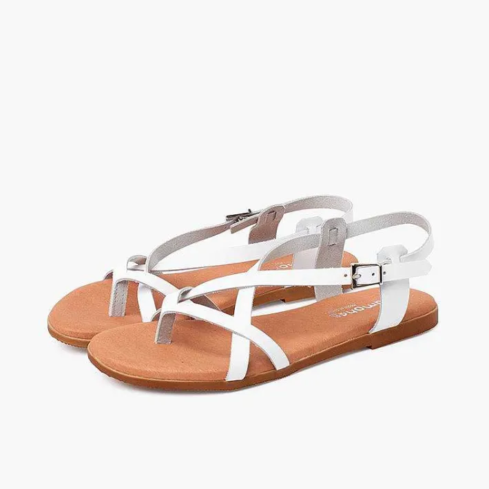 Pisamonas Sandals>Leather Thong Sandals With Crossed Straps