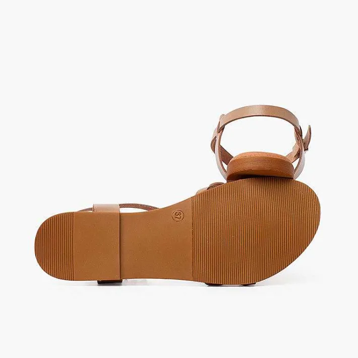Pisamonas Sandals>Leather Thong Sandals With Crossed Straps