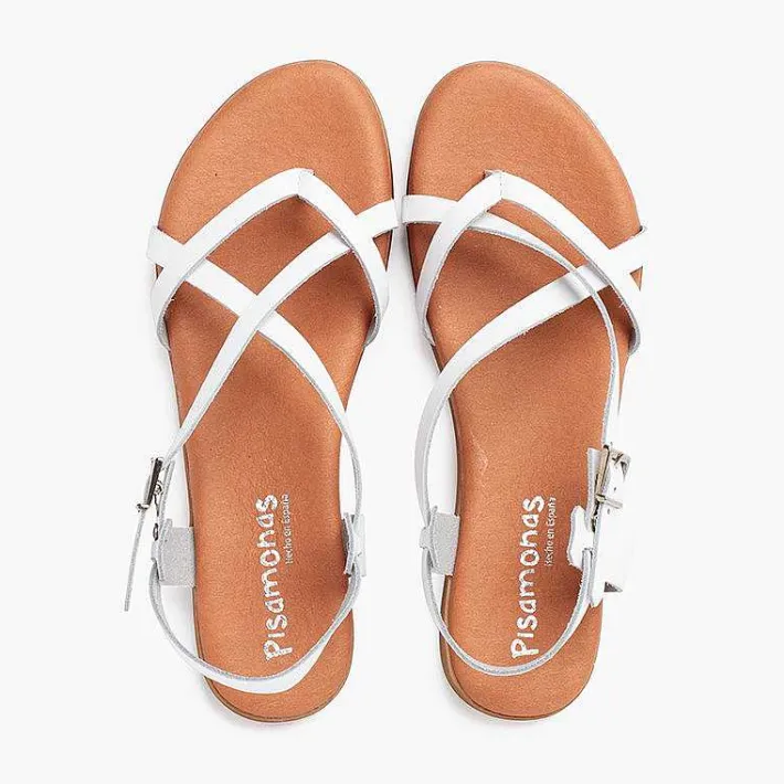 Pisamonas Sandals>Leather Thong Sandals With Crossed Straps