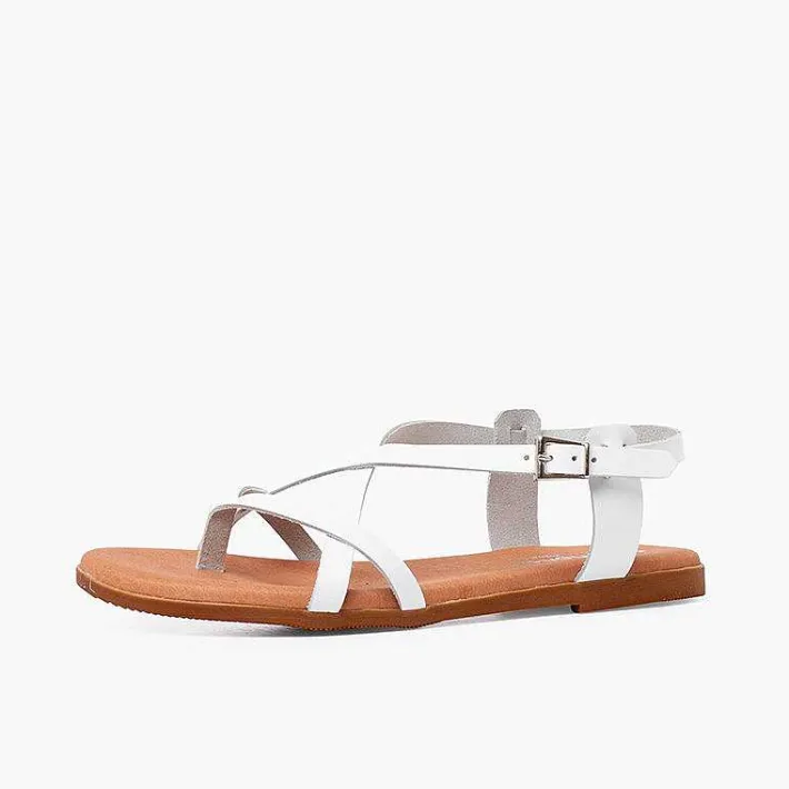Pisamonas Sandals>Leather Thong Sandals With Crossed Straps