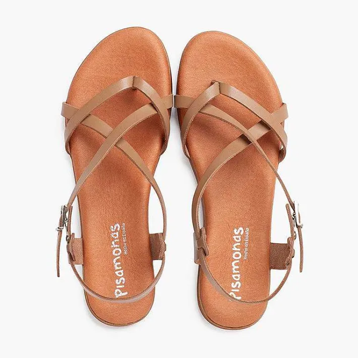 Pisamonas Sandals>Leather Thong Sandals With Crossed Straps