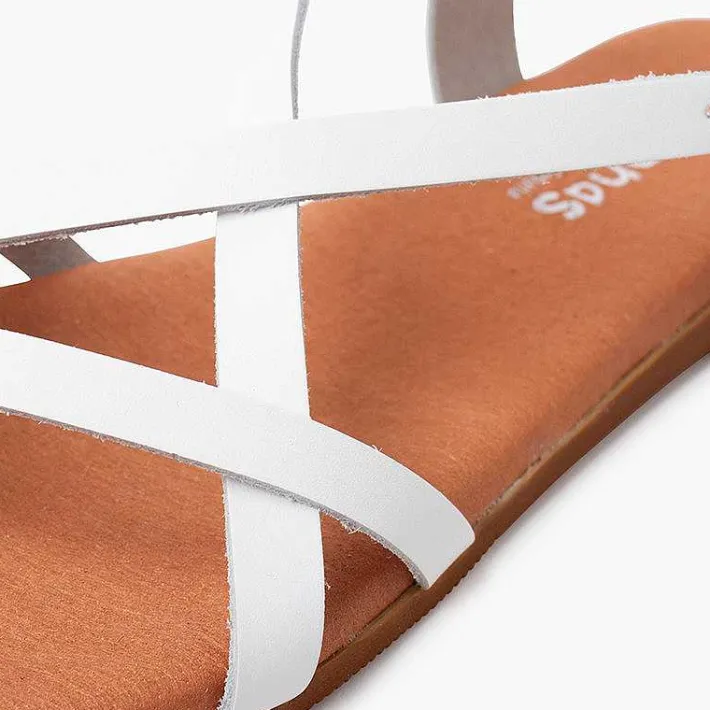Pisamonas Sandals>Leather Thong Sandals With Crossed Straps