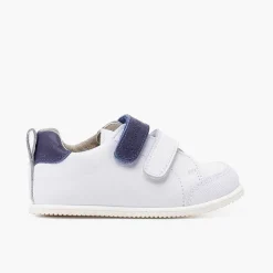 Pisamonas Trainers>Leather Trainers With Coloured Double Riptape Fastening