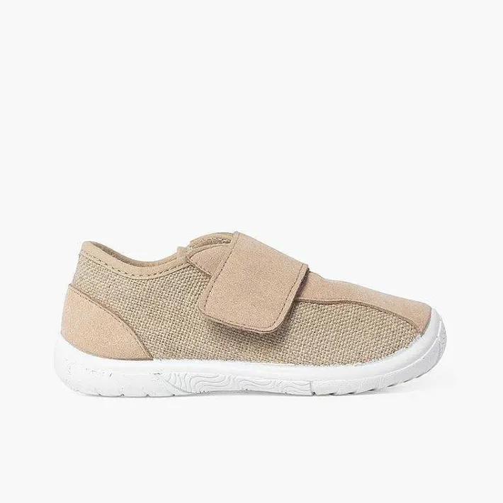 Pisamonas Trainers>Linen And Nobutex Trainers With Hook-And-Loop Fastening