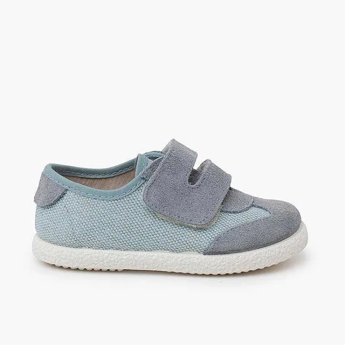 Pisamonas Trainers>Linen And Suede Trainers Wide Adherent Fastenings