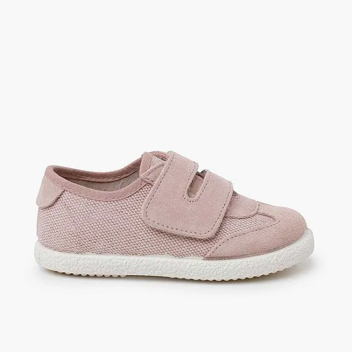 Pisamonas Trainers>Linen And Suede Trainers Wide Adherent Fastenings