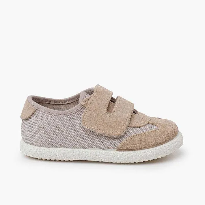 Pisamonas Trainers>Linen And Suede Trainers Wide Adherent Fastenings