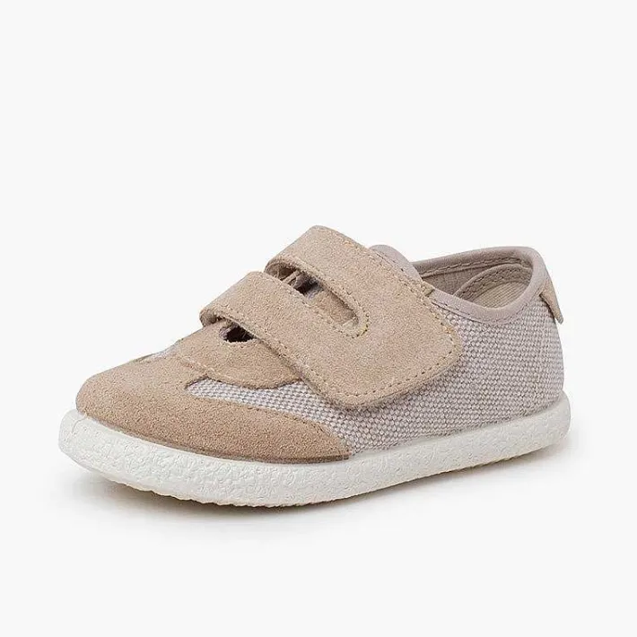 Pisamonas Trainers>Linen And Suede Trainers Wide Adherent Fastenings
