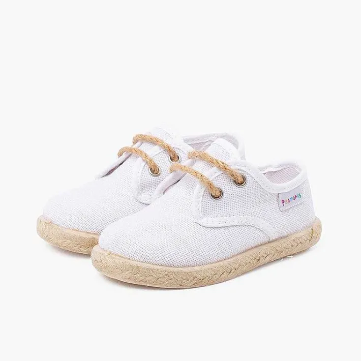 Pisamonas Trainers>Linen Bluchers With Jute Laces And Sole