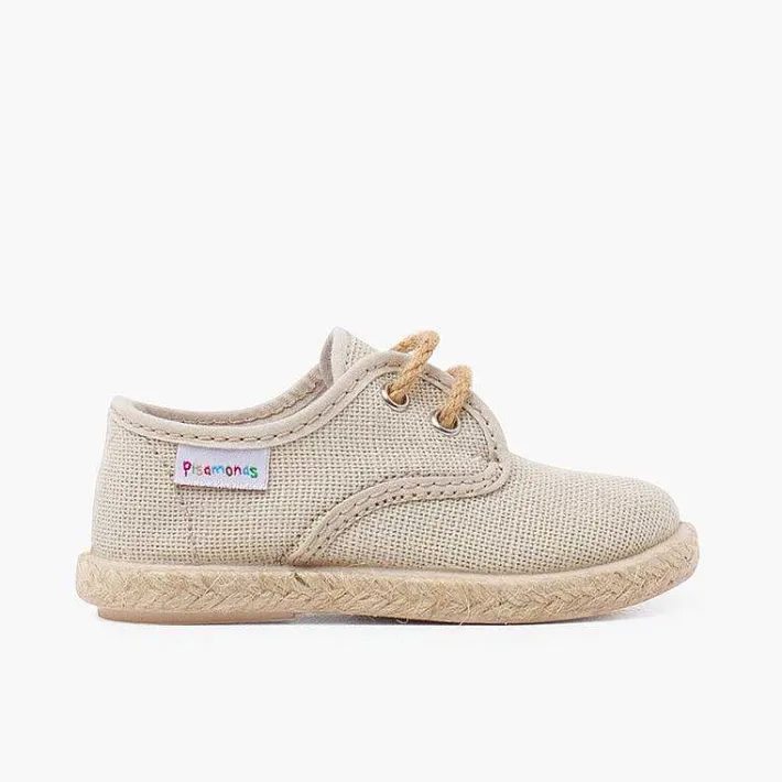 Pisamonas Trainers>Linen Bluchers With Jute Laces And Sole