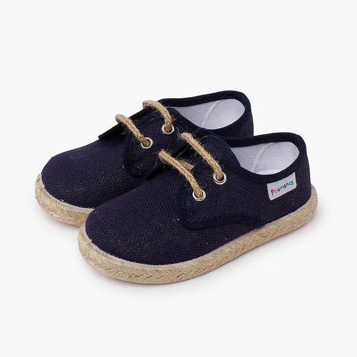Pisamonas Trainers>Linen Bluchers With Jute Laces And Sole