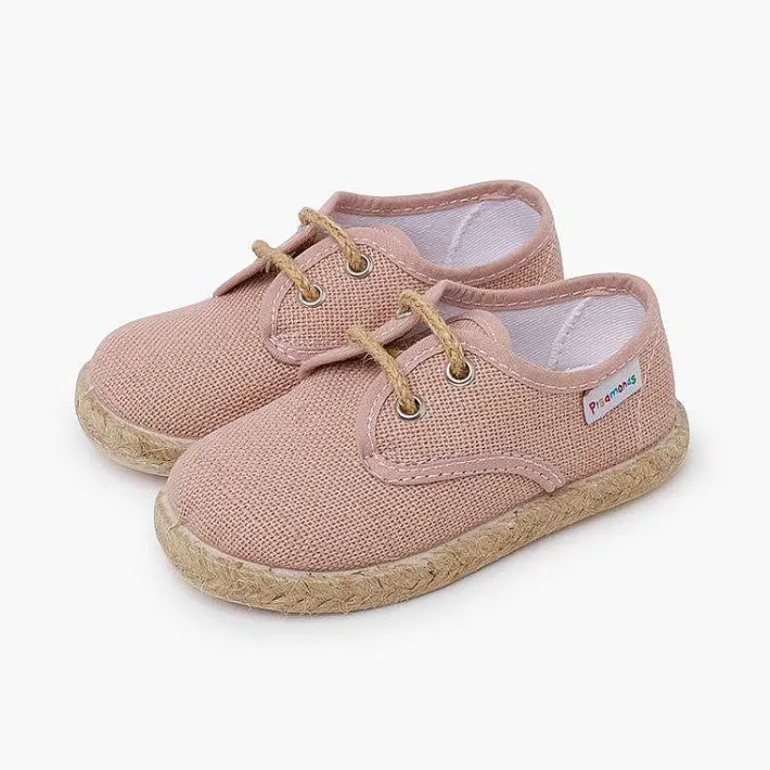 Pisamonas Trainers>Linen Bluchers With Jute Laces And Sole
