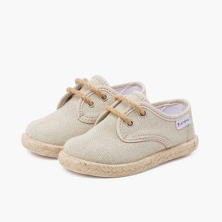 Pisamonas Trainers>Linen Bluchers With Jute Laces And Sole