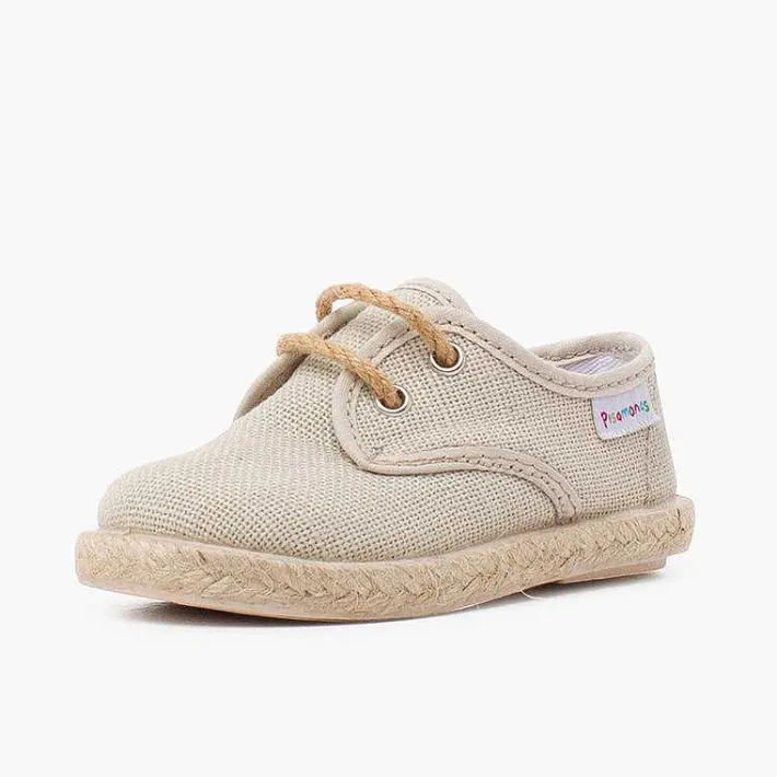 Pisamonas Trainers>Linen Bluchers With Jute Laces And Sole
