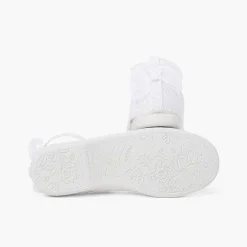 Pisamonas Communion Shoes>Linen Buckle Strap Ballet Flats Organza Back Bow