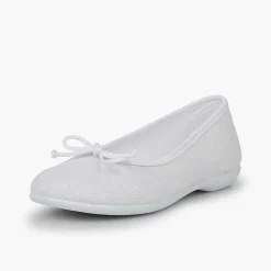 Pisamonas Ballet Pumps And Flats>Linen Communion Ballet Flats For Girls