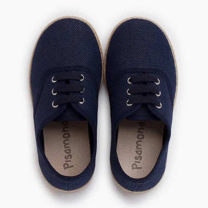 Pisamonas Brogues And Bluchers>Linen Lace-Up Espadrille Sole Trainers