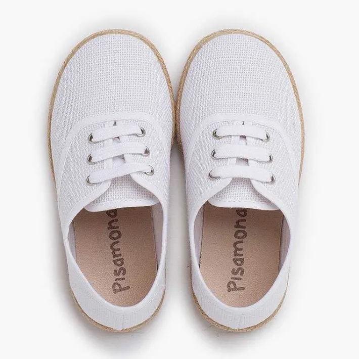 Pisamonas Brogues And Bluchers>Linen Lace-Up Espadrille Sole Trainers