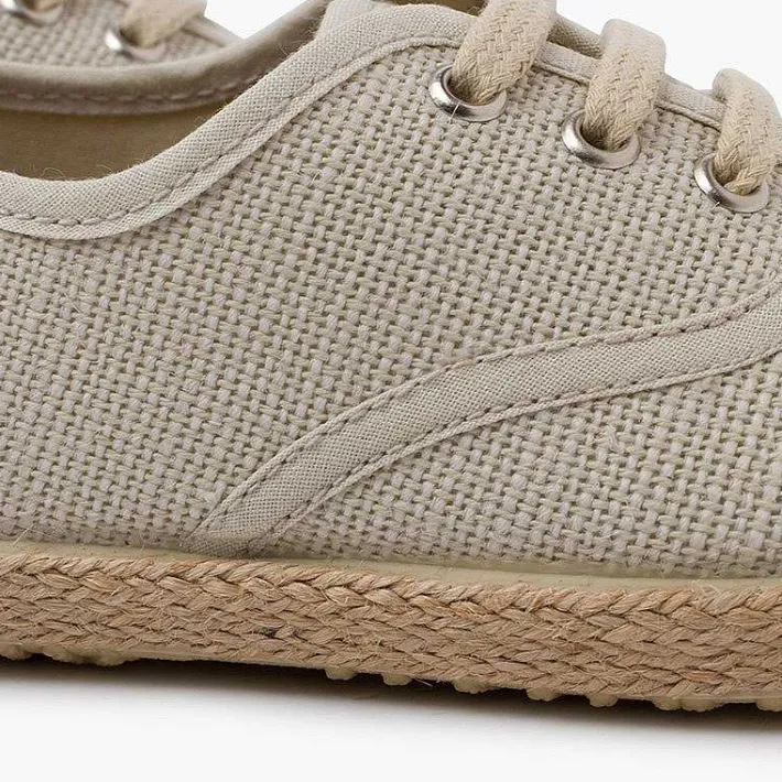 Pisamonas Brogues And Bluchers>Linen Lace-Up Espadrille Sole Trainers