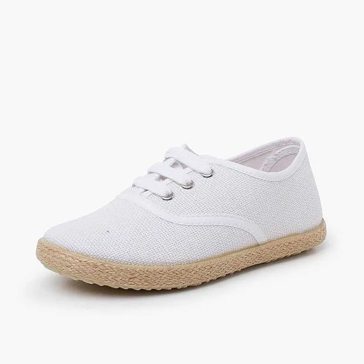 Pisamonas Brogues And Bluchers>Linen Lace-Up Espadrille Sole Trainers
