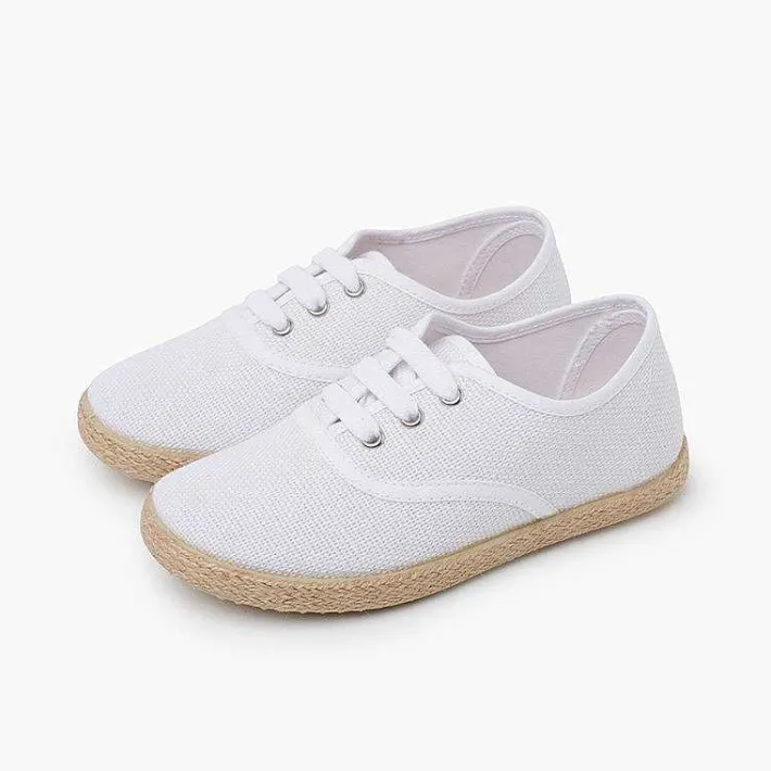 Pisamonas Brogues And Bluchers>Linen Lace-Up Espadrille Sole Trainers