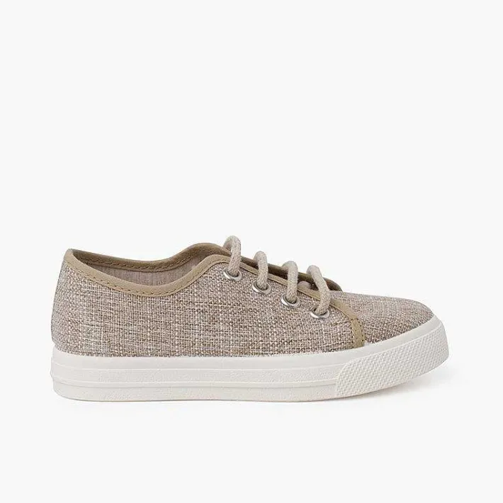 Pisamonas Trainers>Linen Lace-Up Trainers