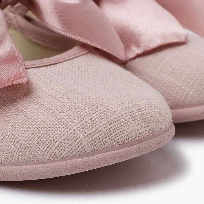 Pisamonas Communion Shoes>Linen Mary Janes Ceremony Satin Bow