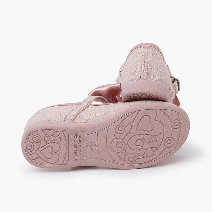 Pisamonas Communion Shoes>Linen Mary Janes Ceremony Satin Bow