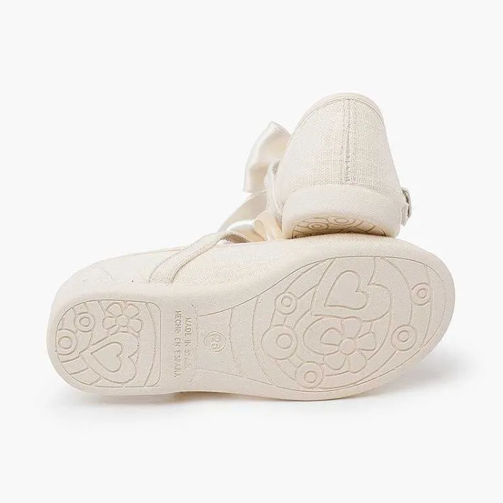 Pisamonas Communion Shoes>Linen Mary Janes Ceremony Satin Bow