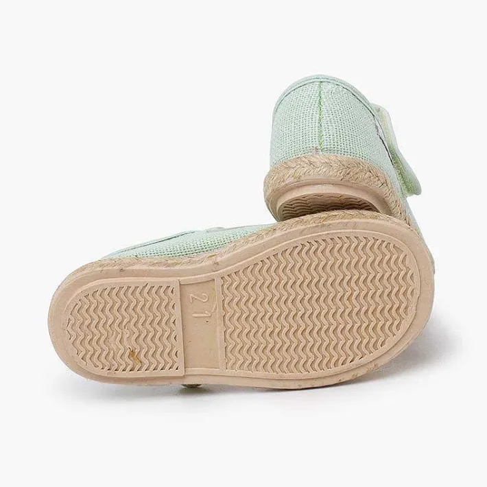 Pisamonas Mary Janes>Linen Mary Janes With Espadrille Sole And Hook-And-Loop Closure