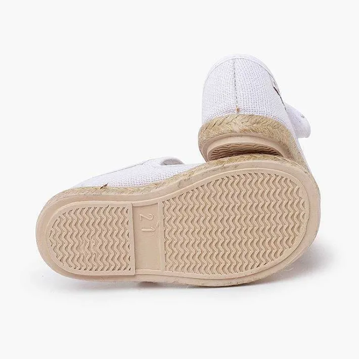 Pisamonas Mary Janes>Linen Mary Janes With Espadrille Sole And Hook-And-Loop Closure