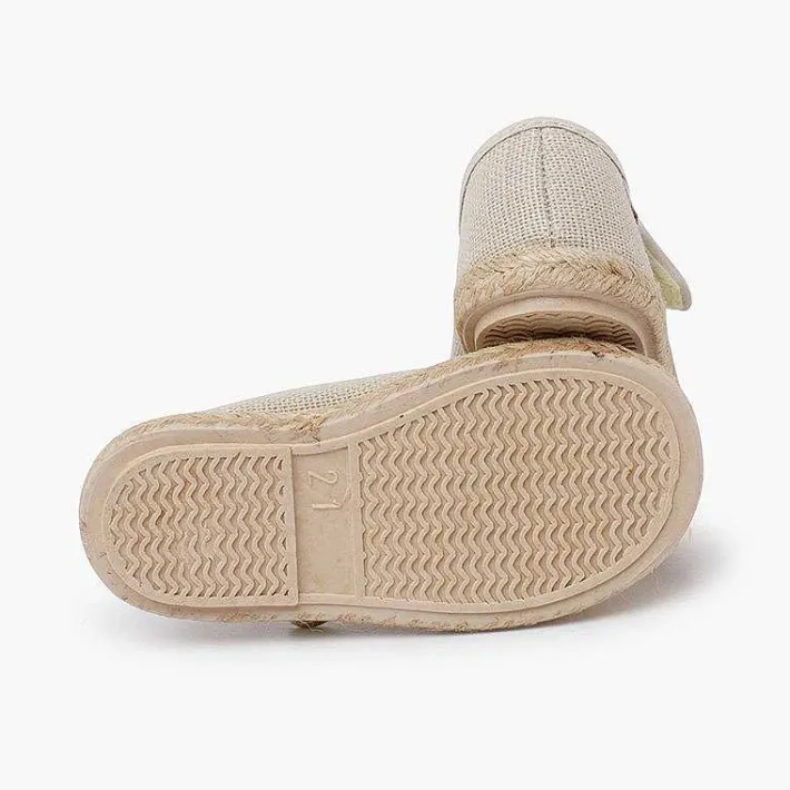 Pisamonas Mary Janes>Linen Mary Janes With Espadrille Sole And Hook-And-Loop Closure